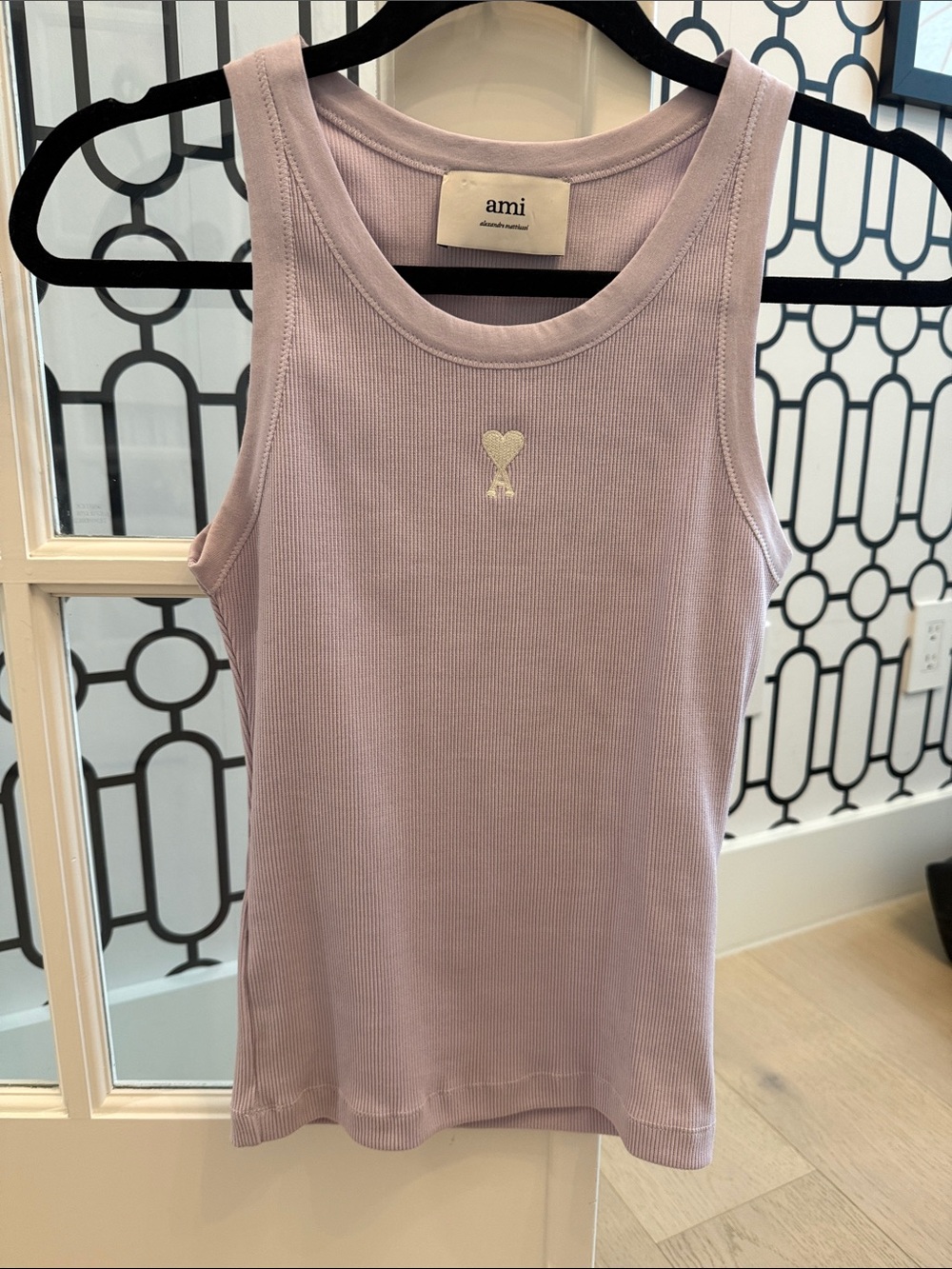 Ami Lavender Ribbed Tank with Heart Logo